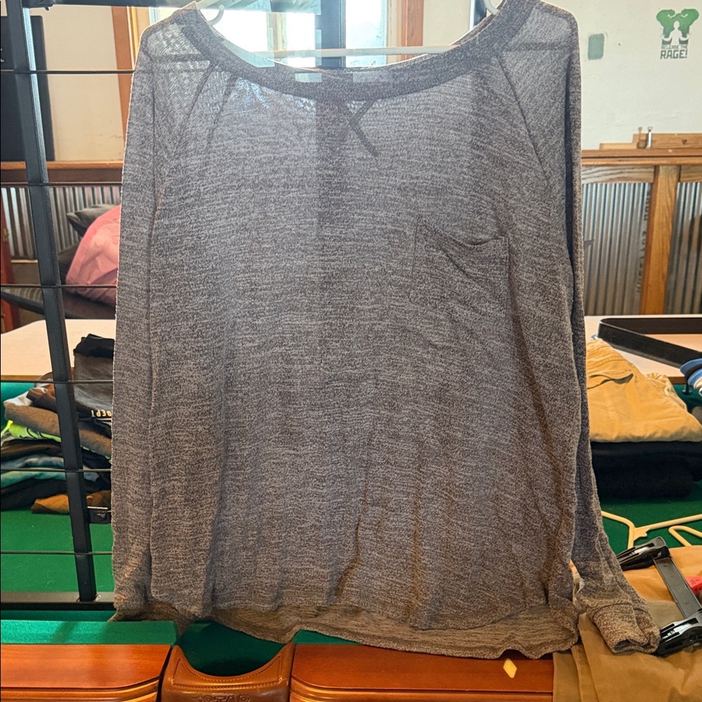 Elegant Charcoal Long Sleeve Women's Top